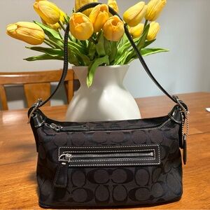 Coach Black Shoulder Bag with Monogram Design